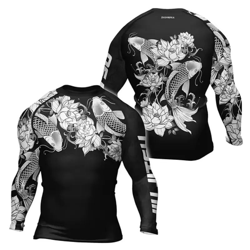 Rash Guard - 3D Long Sleeve Men's Retro Quick